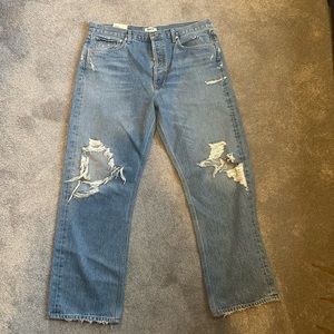 90s Mid Rise Loose Fit Distressed Jeans